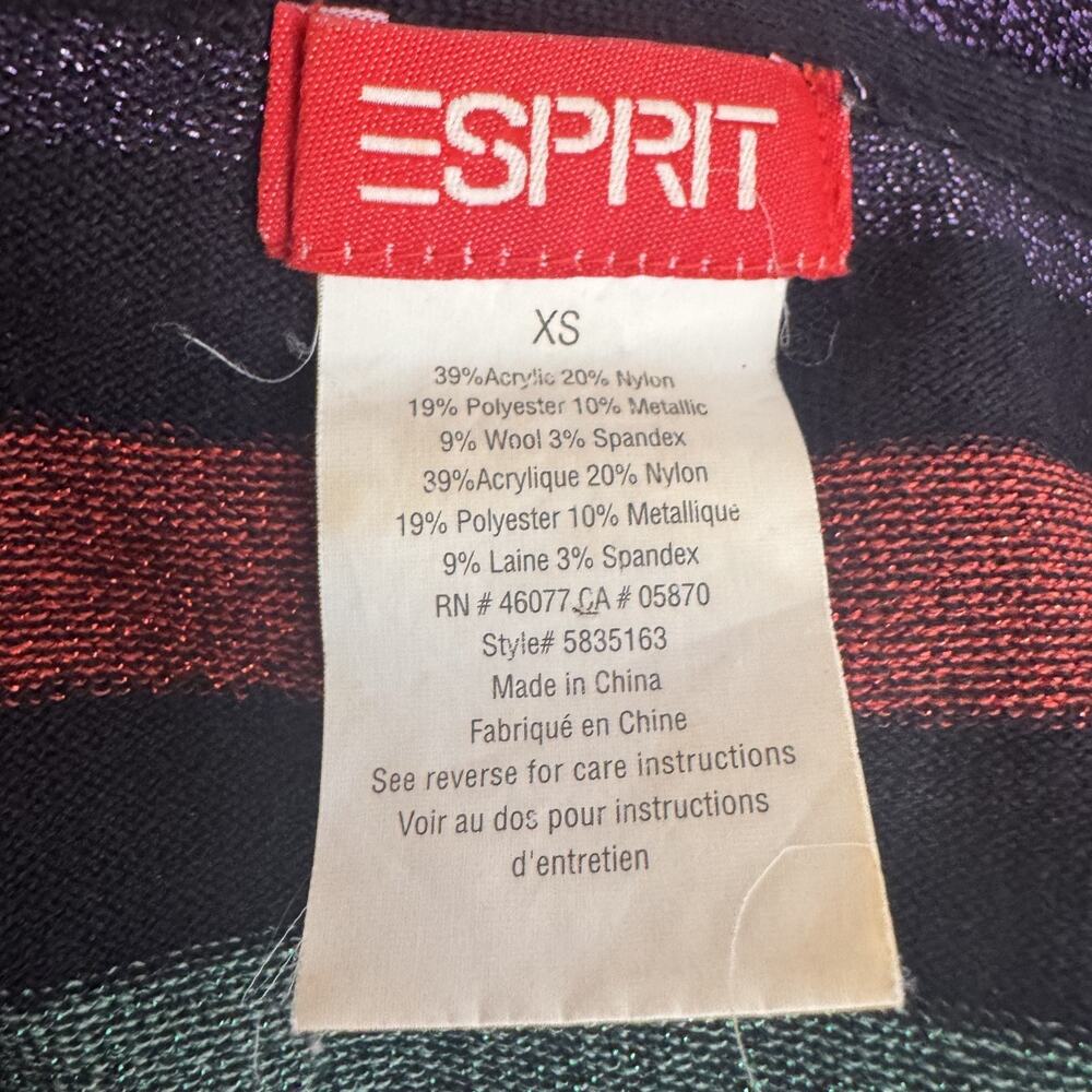Vintage 90 Esprit Metallic Striped V-Neck Cardigan Sweater INdie Grunge XS - Picture 5 of 5